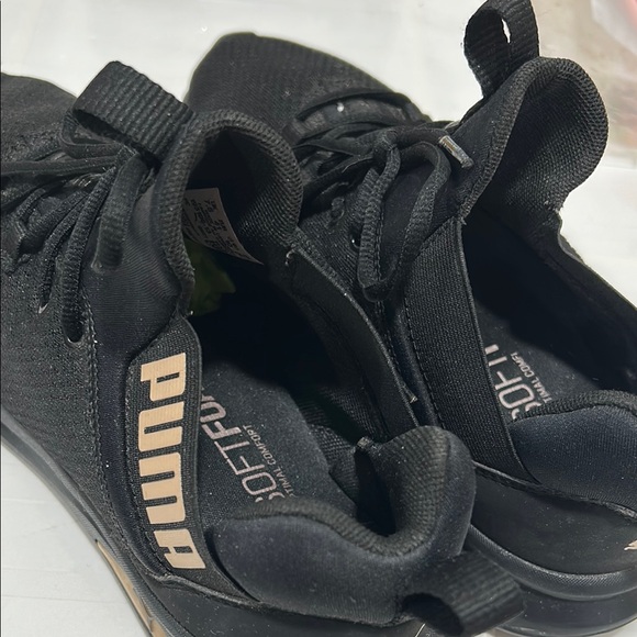 Puma Black Sneakers with Gold Logo women’s size 10 GUC - Picture 10 of 14